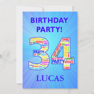 34.ª invitación a fiesta de cumpleaños Añadir un n