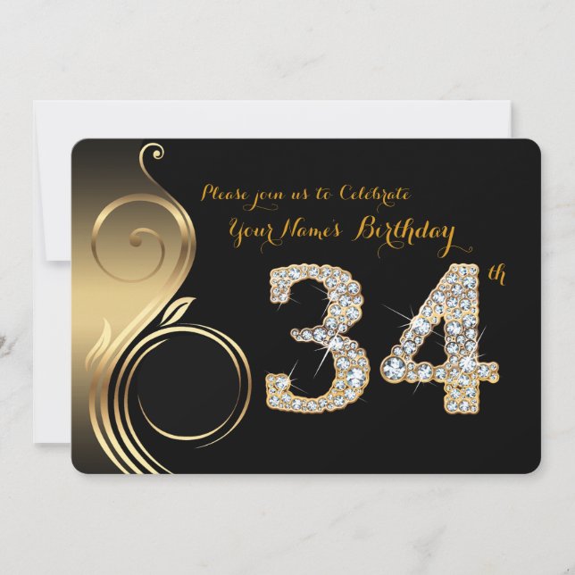34.ª, Invitación por cumpleaños, Diamante número,  (Anverso)