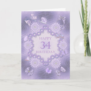 34.ª tarjeta de cumpleaños con flores de lavanda