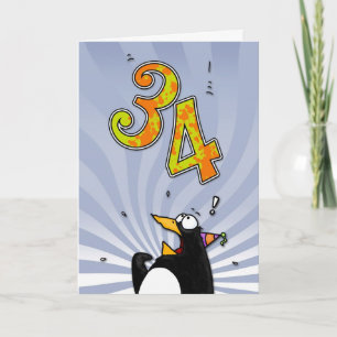 34 cumpleaños - Tarjeta de sorpresa para pingüinos