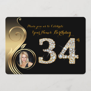 34to, invitación del cumpleaños, diamante del