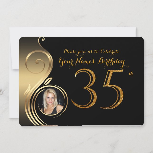 35.ª, Invitación a Cumpleaños, Oro Número Purpurin (Anverso)