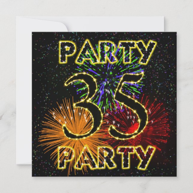 35.ª invitación a fiesta de cumpleaños con fuegos  (Anverso)