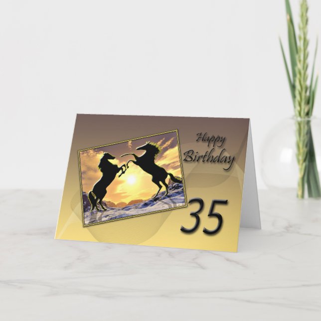 35.ª tarjeta de cumpleaños con caballos de cría (Anverso)