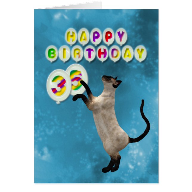 35.ª tarjeta de cumpleaños con gatos siameses (Frente)
