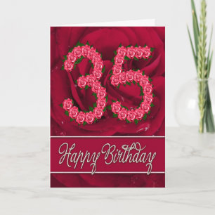 35.ª tarjeta de cumpleaños con rosas y hojas