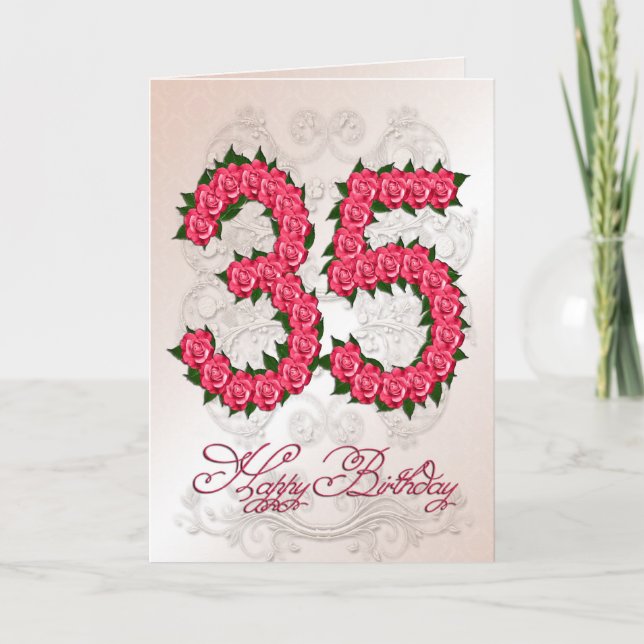 35.ª tarjeta de cumpleaños con rosas y hojas (Anverso)