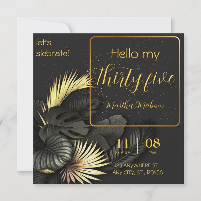 35° aniversario. Elegante invitación de cumpleaños (Anverso)