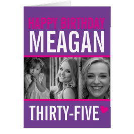 35 años tres fotos blanco morado rosado caliente