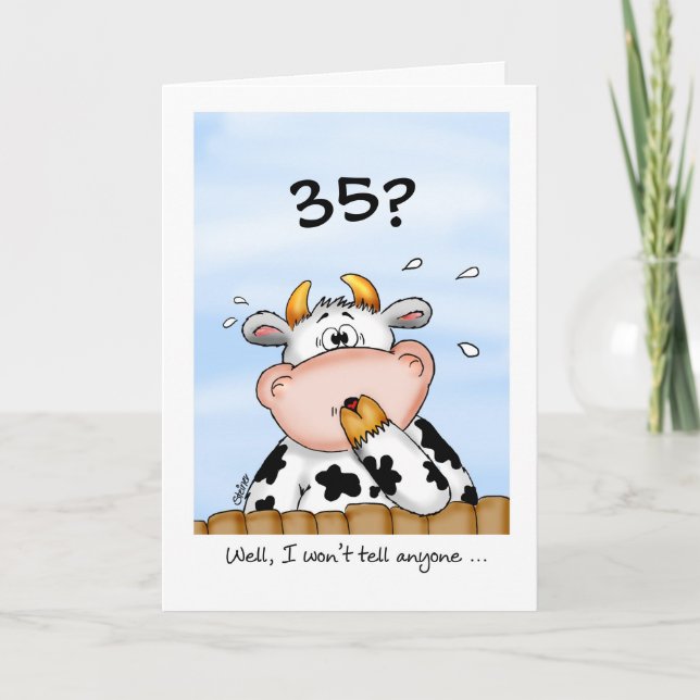 35 cumpleaños - Tarjeta humorística con vaca sorpr (Anverso)