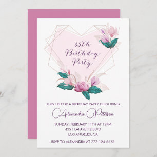35 invitaciones de cumpleaños Elegante rosa Boho