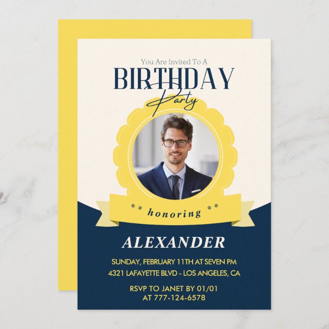 35 invitaciones de cumpleaños para él Foto de la i (Anverso / Reverso)