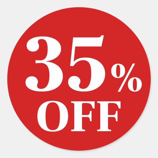 35% OFF Pegatina de redondeo clásico de fondo rojo (Anverso)