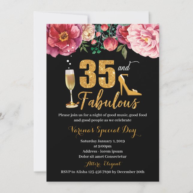 35a. Invitación de cumpleaños para mujeres (Anverso)