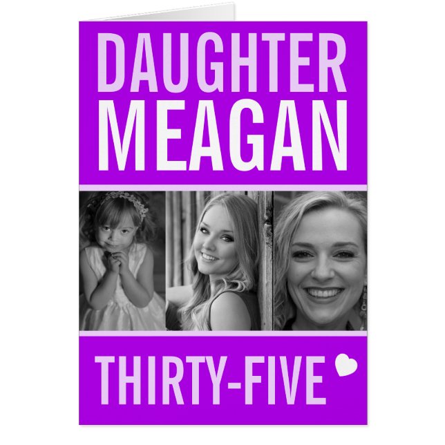 35th birthday three photos purple daughter (Frente)