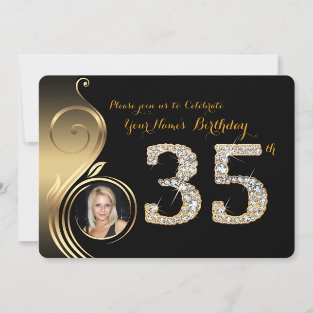 35to, invitación del cumpleaños, diamante del (Anverso)