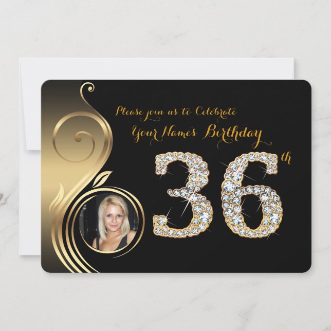 36.ª, Invitación por cumpleaños, Diamante número,  (Anverso)
