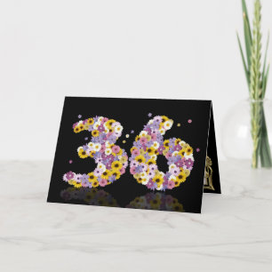 36.ª tarjeta de cumpleaños con letras floridas