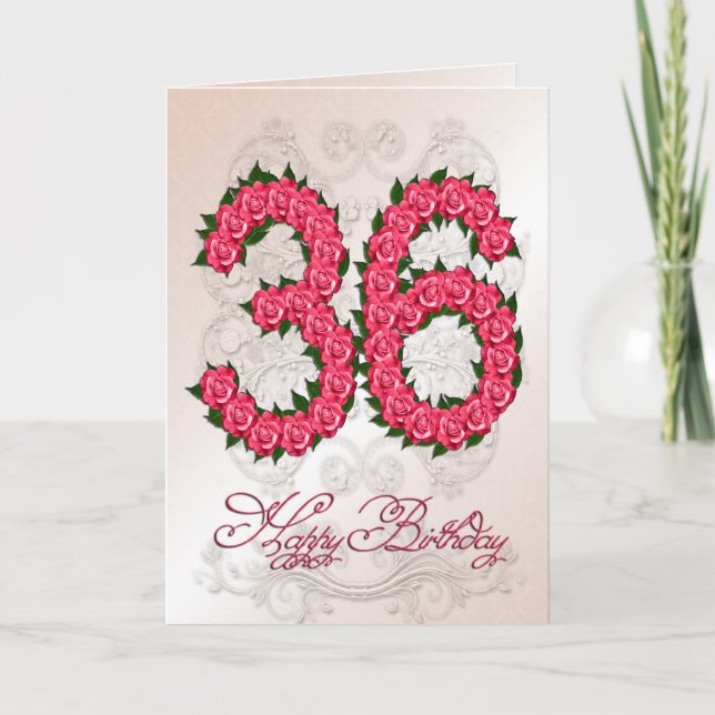 36.ª tarjeta de cumpleaños con rosas y hojas (Anverso)