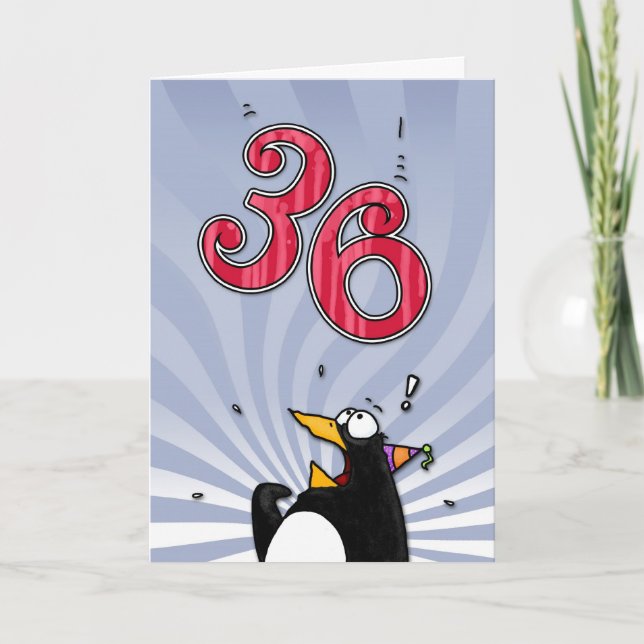 36.º cumpleaños - Tarjeta de sorpresa para pingüin (Anverso)