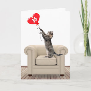 36.º gato de cumpleaños con tarjeta de globo cardí