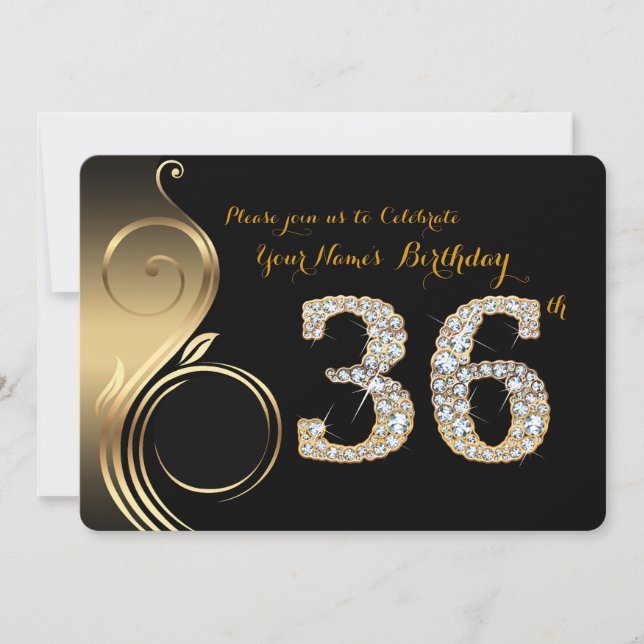 36.o, invitación del cumpleaños, diamante del (Anverso)