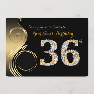 36.o, invitación del cumpleaños, diamante del