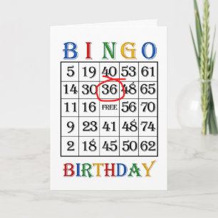36.o Tarjeta del bingo del cumpleaños