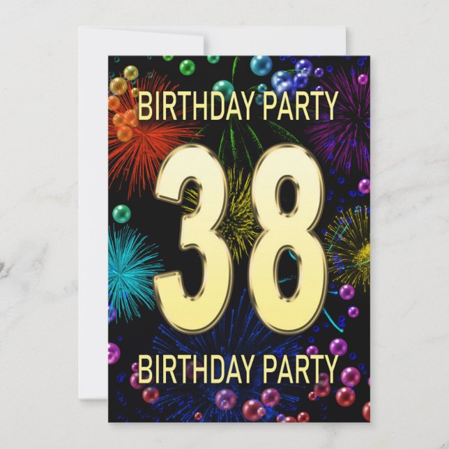 38.ª Invitación a la fiesta de cumpleaños Fuegos a (Anverso)