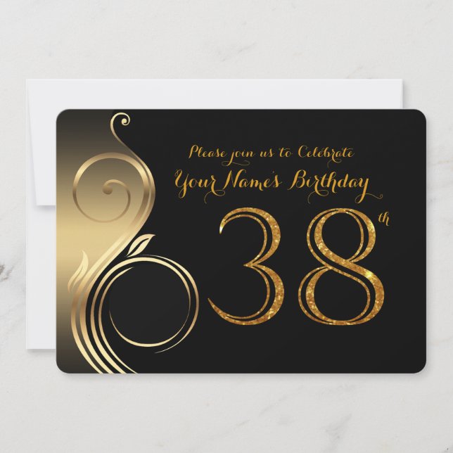 38.ª, Invitación por Cumpleaños, Oro Número Purpur (Anverso)