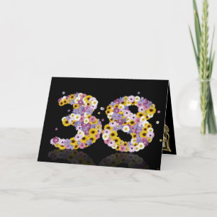 38.ª tarjeta de cumpleaños con letras floridas