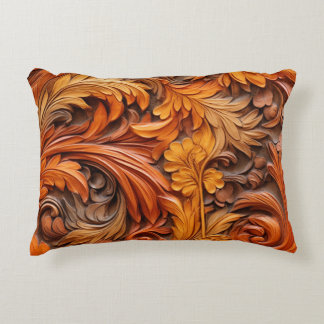 3.ª almohada de acento floral naranja quemada