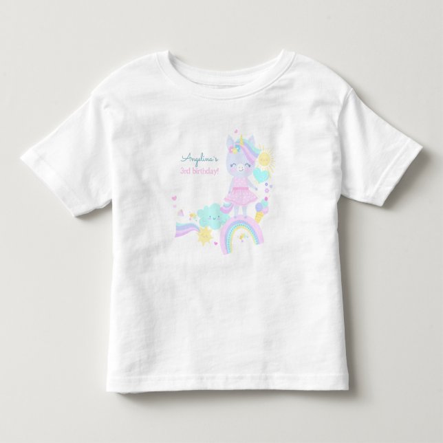 3.ª camiseta de cumpleaños con un gracioso unicorn (Anverso)
