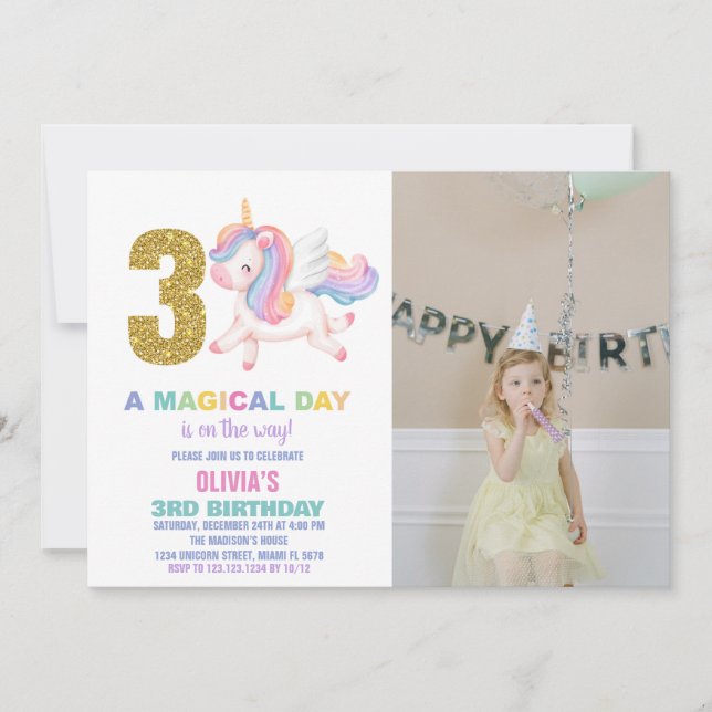 3.ª foto de invitaciones de cumpleaños de Rainbow  (Anverso)