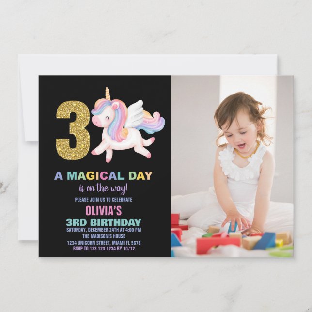 3.ª foto de invitaciones de cumpleaños de Rainbow  (Anverso)