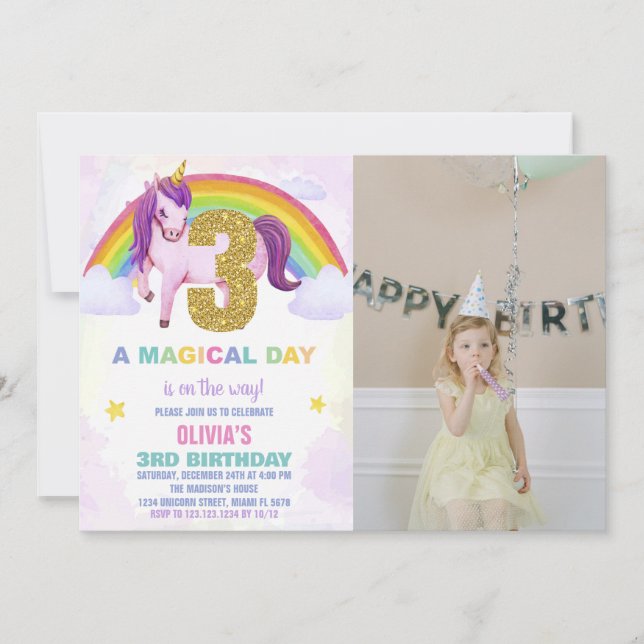 3.ª foto de invitaciones de cumpleaños de Rainbow  (Anverso)
