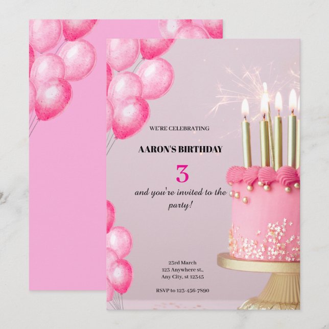 3.ª Invitación a Cumpleaños - Parte Cuta y Persona (Anverso / Reverso)