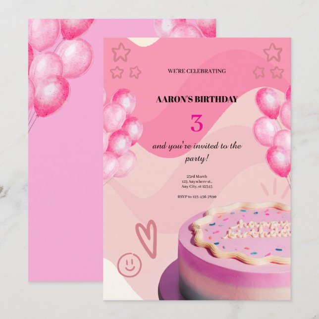 3.ª Invitación a Cumpleaños - Parte Cuta y Persona (Anverso / Reverso)