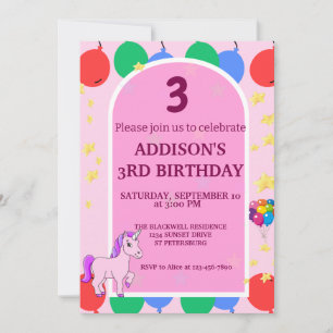 3.ª invitación a los globos unicornio