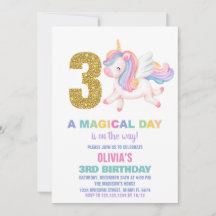 3.ª invitación de cumpleaños de Rainbow Unicorn