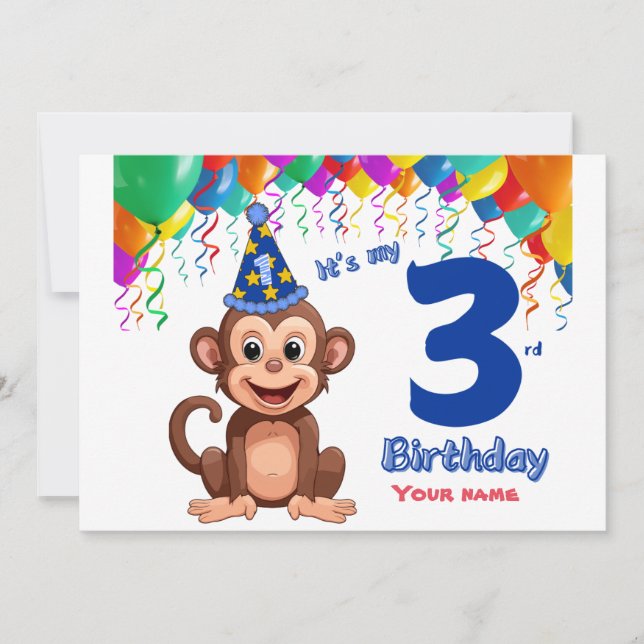 3.ª invitación de cumpleaños, Fiesta de monos pers (Anverso)