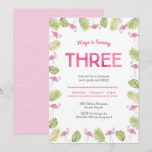 3.ª invitación de cumpleaños | flamingo tropical