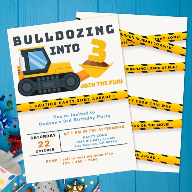 3.ª Invitación de la Fiesta de la Construcción (3rd Birthday Party Invite)