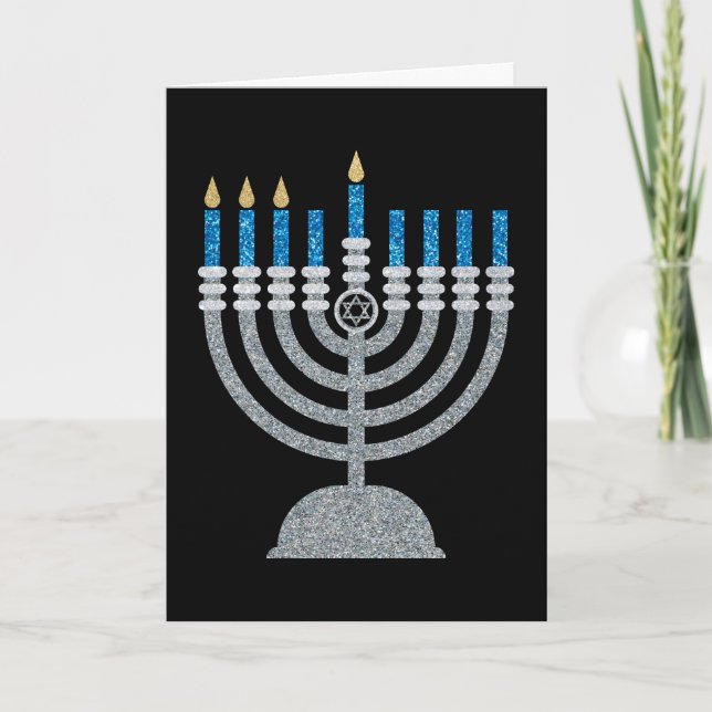 3.ª noche de la tarjeta Purpurina de Hanukkah (Anverso)