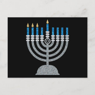 3.ª postal de la noche de Hanukkah Purpurina