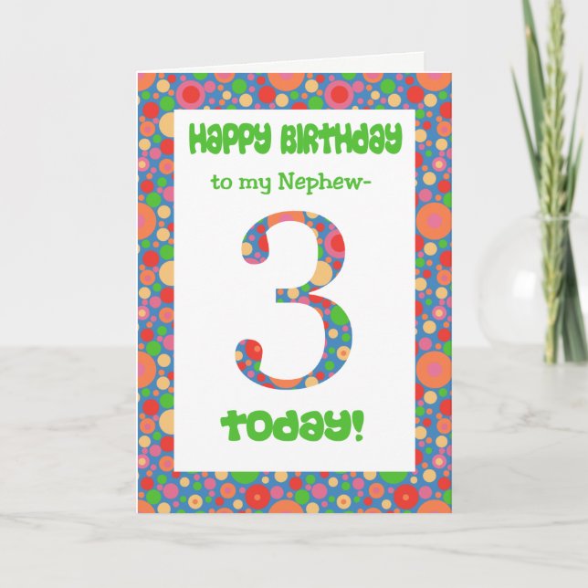 3.ª tarjeta de cumpleaños para el sobrino, brillan (Anverso)