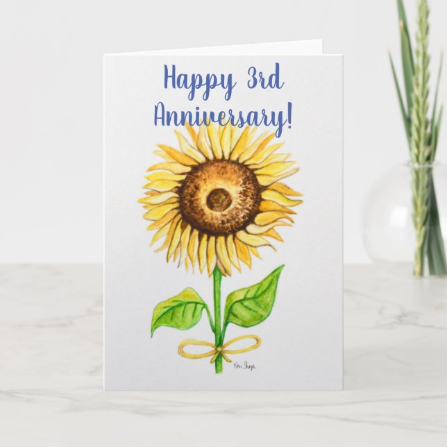 3.ª tarjeta de saludo del aniversario del boda en  (Anverso)