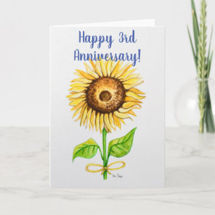 3.ª tarjeta de saludo del aniversario del boda en 