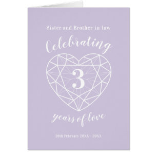 3.ᵉʳ aniversario boda crystal tarjeta de amor de 3