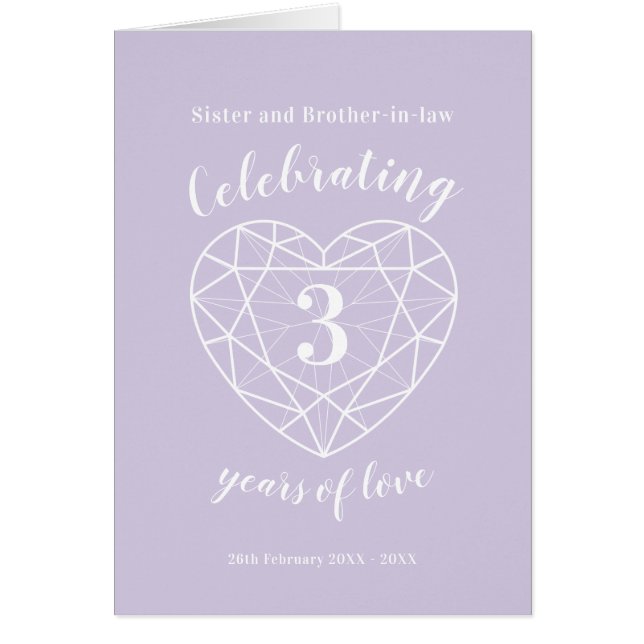 3.ᵉʳ aniversario boda crystal tarjeta de amor de 3 (Frente)